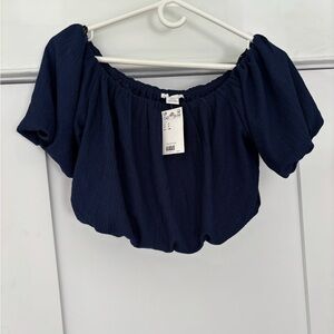 H&M Navy Off-Shoulder Top